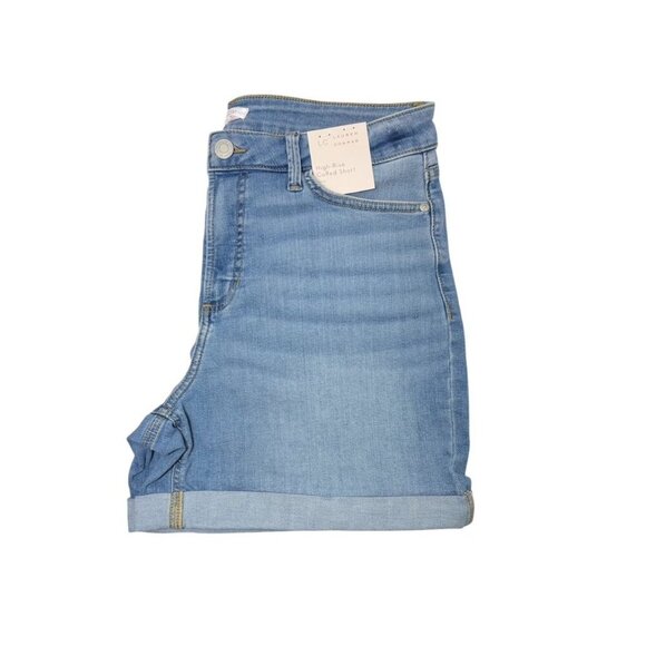 LC Lauren Conrad Womens High Rise Light Wash Cuff Bermuda Jean Shorts Sz 12 New - Picture 4 of 7